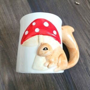Fall Squirrel 🐿️🍄 with Red Mushroom ceramic mug Cute Bohemian Style